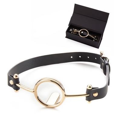 Top Sales Pu Leather Erotic Sex Toy With Metal O Ring Gag Adjustable Leather Belt O Ring Open Mouth Spider Gag