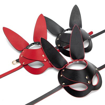 Women Sexy Bunny Ears Mask Bdsm Fetish Catwoman Leather Rabbit Ears Mask Halloween Masquerade Party Cosplay Costume