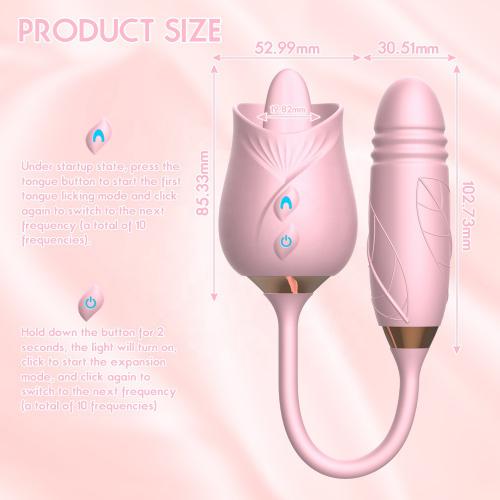 Women Vibrator   Rose Sucker  With Penis Dildo For Extend