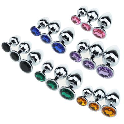 Butt Plug With Gem Portable Metal Anal Set Massager Stainless Steel Sexy  Round For Women