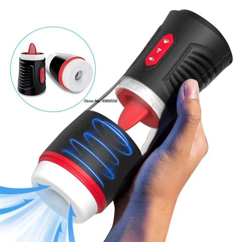 Factory Direct Sale Hot Electric Rotating Male Vibrating Masturbation Cup Tongue Licking Sucking Pronunciation
