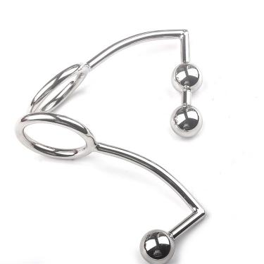 Gay Butt Plug Stainless Steel Metal Anal Hook With Ball Penis Ring For Male Vibrating