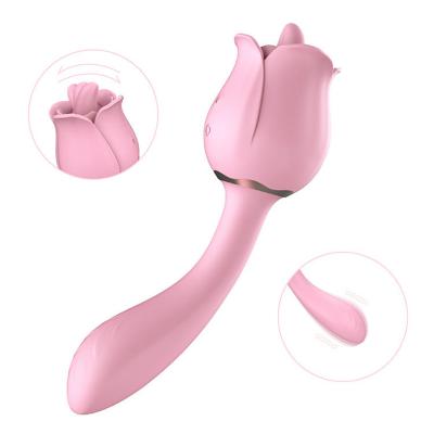 Wholesale Custom Logo 2 In 1 Tongue Vibration G Spot Sexy  For Women  Sex Rose Vibrator