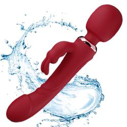 Wholesale G Spot Rabbit Vibrator Wand For Clitoral Stimulation 10 Vibrations 2 Motors Double Headed Dildo