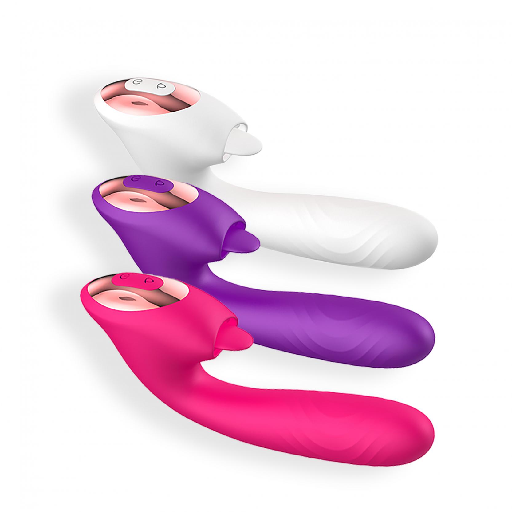 10 Speed Vibration Telescopic Frequency Tongue Licking Av Stick Female Masturbation G-spot Clit Stimulation Vibrator