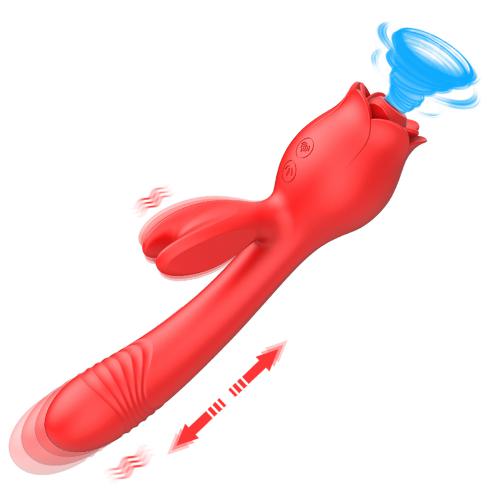 3 In 1 Sucking Telescoping Vibration G Spot Vaginal Clit Stimulator Vibrator Stick Rose Wand