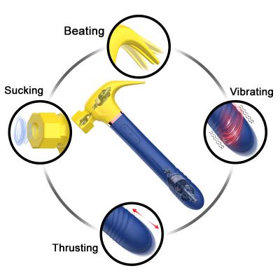 4 In 1 Massager 7 Mode Suction 10 Vibration Stretching G Spot Clitoral Stimulation Dildo Hammer  Vibrator For Women