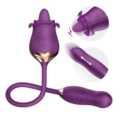 Clitoral Tongue Licking Vibrator 10 Mode Stretching Modes Purple Yoni Rose Thrusting