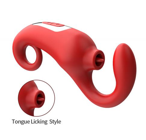 Factory  2 In 1   G-spot Massager Patting Licking Sucking Female Masturbation Vibrator Dildo For Women