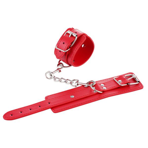 Factory Price Red Pink Black Pu Leather Bondage Female  Handcuffs  Bed Sm And Ankle Bracelets
