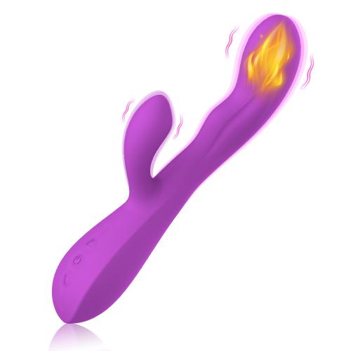 Heating Rabbit Vibrator Dual Motor One Piece Heated 10 Modes Vibration G-spot Masturbation Penile Masturbator Suitable