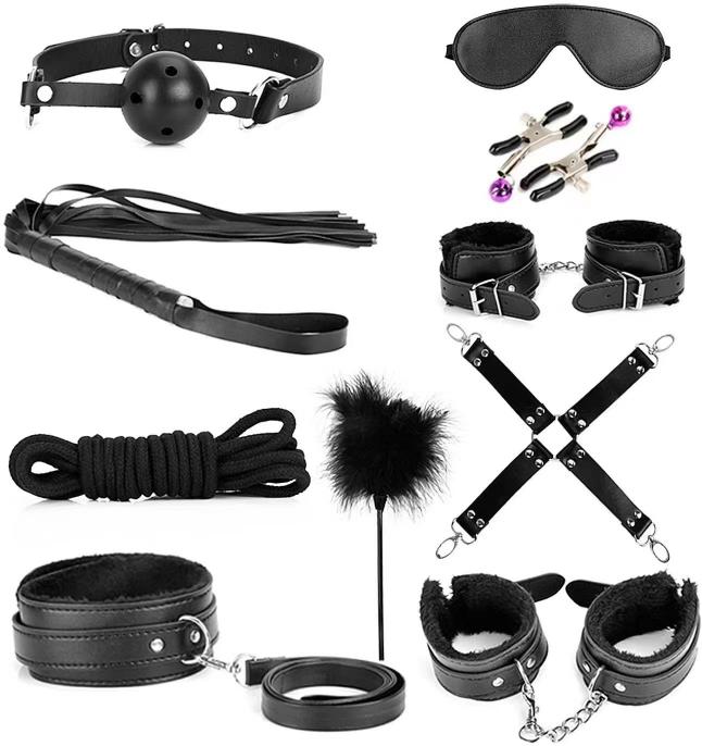 High Quality Leather 10pcs Sex  Restraint Sm Bondage Gear For S