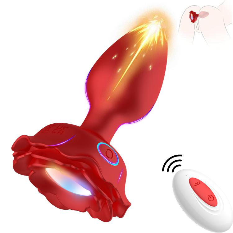 Hot Sale 10 Vibrations Rose Butt Plug Colorful Light   For Women Anal Play