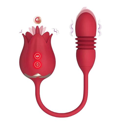 Hot Sale 3 In 1 Tongue Licking Rose Sucking  Vibrator For Woman Pleasure