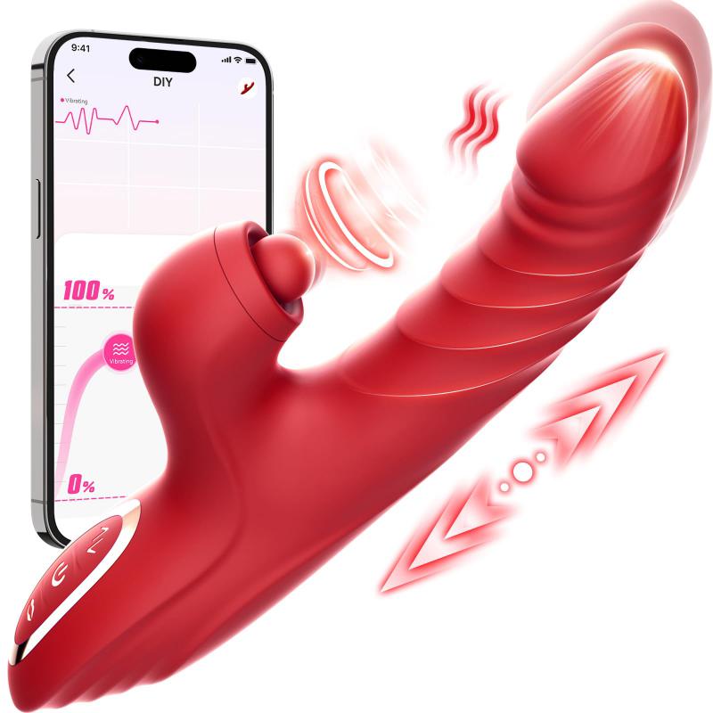 Hot Selling G-spot Vibrator Female Retractable Flaping Heating Telescopic Dildo Rotation Tongue Licking Rabbit