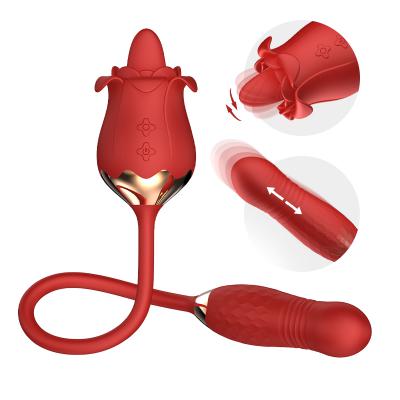 Manufacturer  Wholesale Vibrating Clitoral Licking Tongue Red Yoni Rose Vibrator Thrusting   For Female