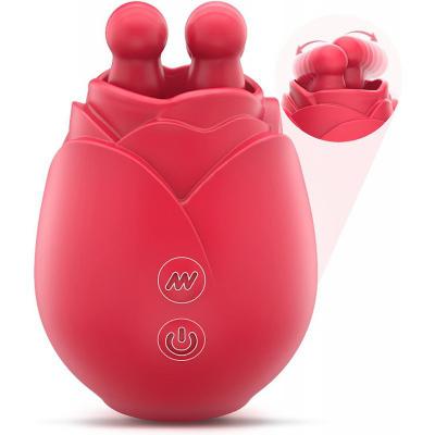 Recharging Red Flower Petal Shaped Massage Teasing Clitoral Double Tongue Licking  Romeo Rose Juliet Vibrator Woman Sex