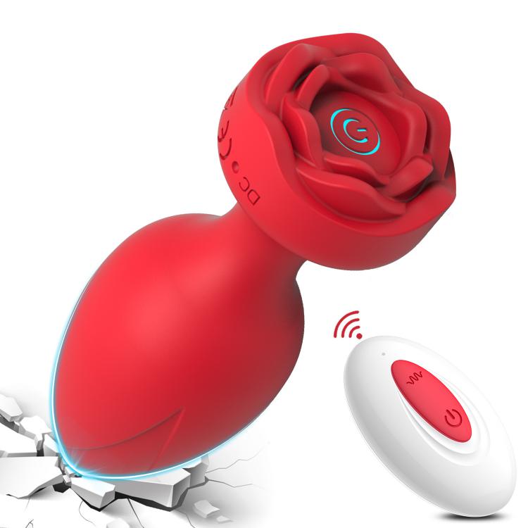 Waterproof 10 Vibrations Remote Control Butt Plug Rose Vibrator Silicone Vibrating Anal  For Women