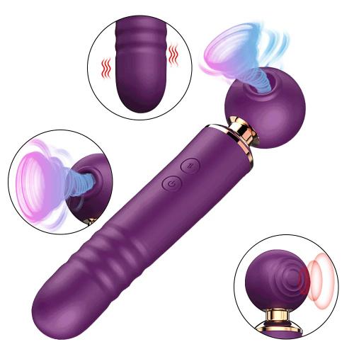 Wholesale 10 Frequency Clitoral Sucking Telescoping Tapping Double Stimulation Electric Handheld Massager Vibrator Woman Sex