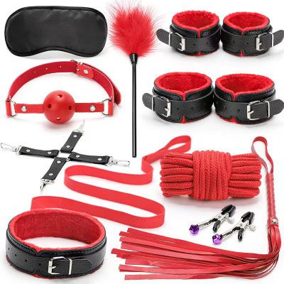 Wholesale 10pcs Black Red Handcuffs Sm Sex  Bondage Gear  Kits For Couples