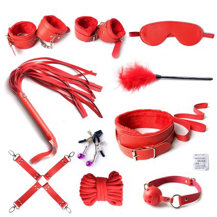 Wholesale  Bdsm Kit Colorful Sm  Red Handcuffs Collar Bondage Gear  For S