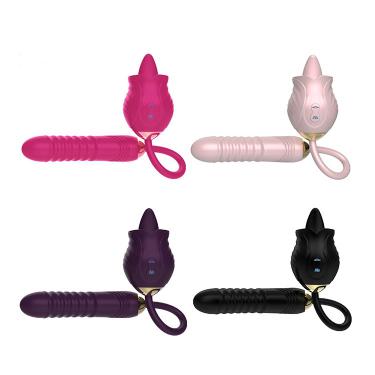 Women Rose  Vibrator Shape Black For Couples  Support Masturbator Real Touch Feeling 1pcs