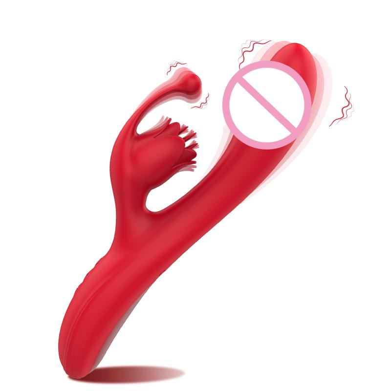 10 Modes Stimulations Heating Clitoral Hand Hold Rose Vibrator  Female  For Women