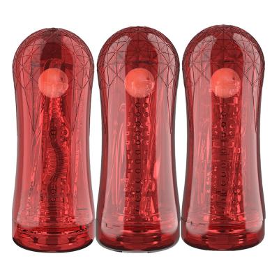 Fast Delivery Oem Logo Crystal Red Black Male  Soft Silicone Masturbator Transparent Masturbation Cup For Men