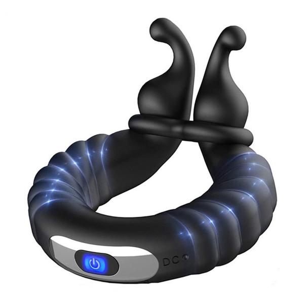 Fast Delivery Silicone Black 10 Vibrations  Electric Cock Ring Snail Vibrator  For Men