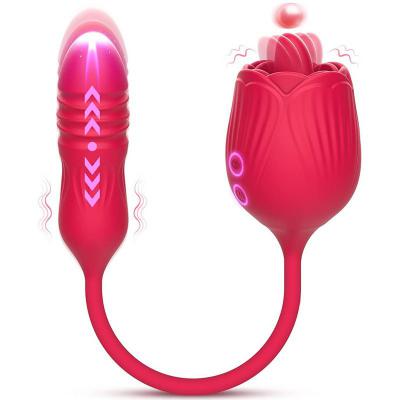 Fast Delivery Tongue Licking Dildo Red Rose Vibrator With For Women  Woman 3 In 1