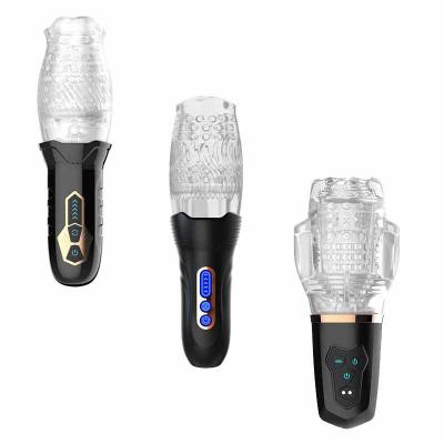 Hands Free 10 Powerful Vibration Automatic Rechargeable Rotating Thrusting Male Vibrator Masturbation Cup