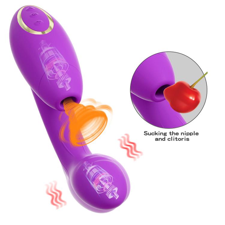 Hot Sale Heating Usb Clitoral Anal Nipple Stimulation Suck Dildo Vibrator  Sucking For Woman