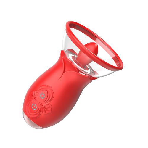 Usb-powered   Clitoral Stimulation Vibrator With Sucking Tongue & Rose Design For Couples-man And Woman