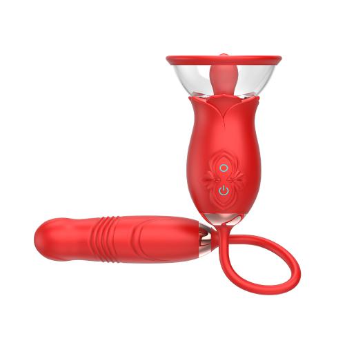 Wholesale 3 In 1 Private Label Sucker Licking Tongue Dildo Rose Vibrator  For Women