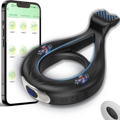 Wholesale Men's Cock Ring Pinhole Charging App Remote Control Vibrator With Locking  Made Of Silicone
