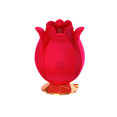 Wholesale New Red Flower Soft Silicone Licking Clitoral Stimulation  Rose  With Vibrator