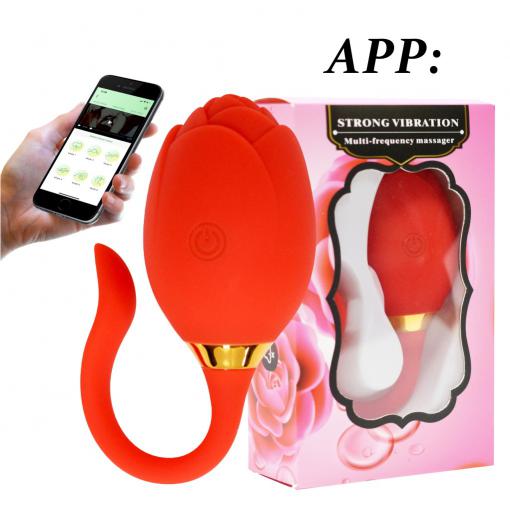 Wholesale Silicone Jump Egg Vibrator  With Rose Pattern Phone App Control  For Women