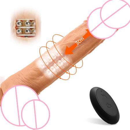 10 Mode Vibrating Wireless Remote Thrusting Telescopic Heating Dildo For Women