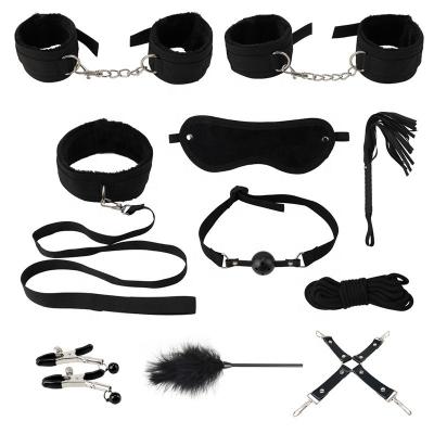 10 Pcs/set Erotic  Bdsm Sex Bondage Set Handcuffs Nipple Clamps Gag Whip Rope For Couples