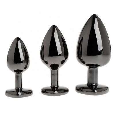 3pcs/set Bright Black Heart Love Metal Anal Plug Crystal Stainless Steel  Butt