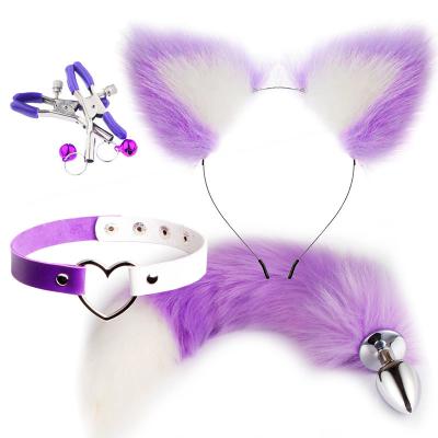 4pcs/set Metal Fox Tail Anal Plug Butt Bdsm Bondage Set   For Woman Couple Games