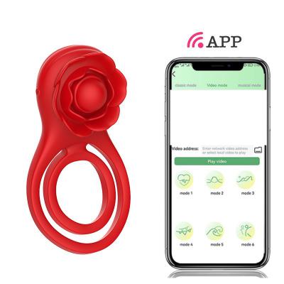 App Rose Cock Ring Clitoral Stimulation  Locking Masturbation Penis Vibrator For Men