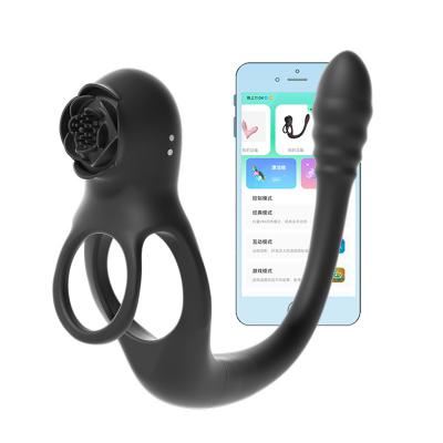 Men  Penis Rings G Spot App Control Clitoris Vibrator Triple Cock Ring