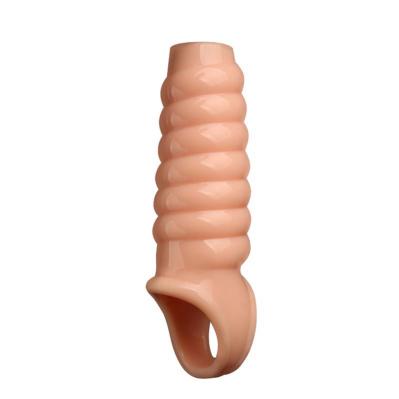 Cock Enlargement Condom Reusable Super Silicone Big Penis Sleeve Dick Pump  For Men