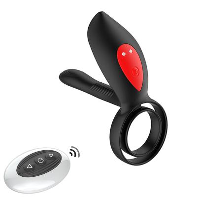 Couple Delay Ejaculation Penis Vibrator Double Cock Ring Nipple Massager   For Men