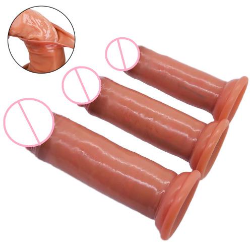 Double-layer Soft Realistic Dick Big Dildo Suction Cup Huge Penis Erotic  For Women Masturbation