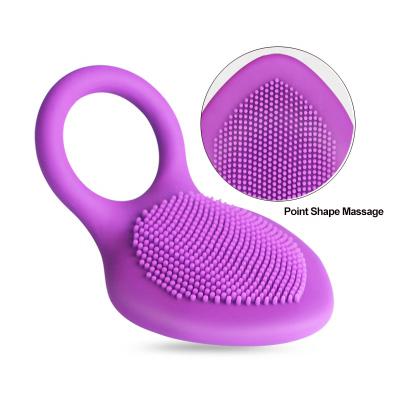 Hot Strong Delay Ejaculation Silicone Brush Massager Vibrating Vibrator Penis Cock Ring For Man