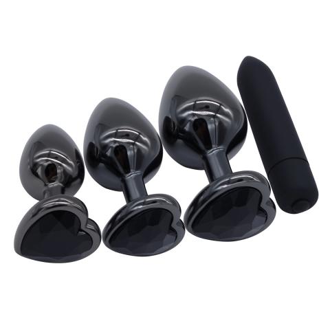 Insert Vaginal Massager Black Metal Butt Plug Vibrator Heart Base Anal Dildo  Game