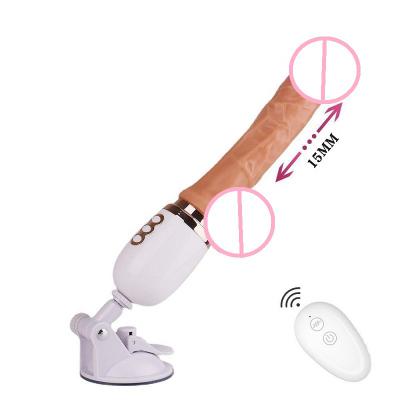 Large Size Heated  Lesbian -remote Control Telescopic Vibrator Dildo For Women