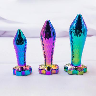 New  Colorful Metal Anal Plug Crystal Base Butt Anus Massage Stimulator Dildos  For Male Female